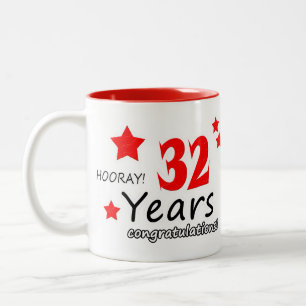 32e verjaardag, 32 jaar bruiloft Jubilea Tweekleurige Koffiemok