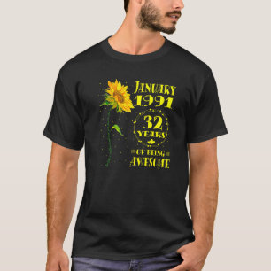 32e verjaardag 32 jaar oude zonnebloem geboren jan t-shirt