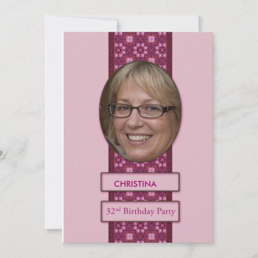 32e verjaardag Afbeelding en naam van de uitnodigi Kaart (Voorkant)