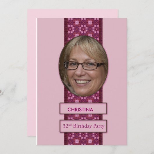 32e verjaardag Afbeelding en naam van de uitnodigi Kaart (Voorkant / Achterkant)