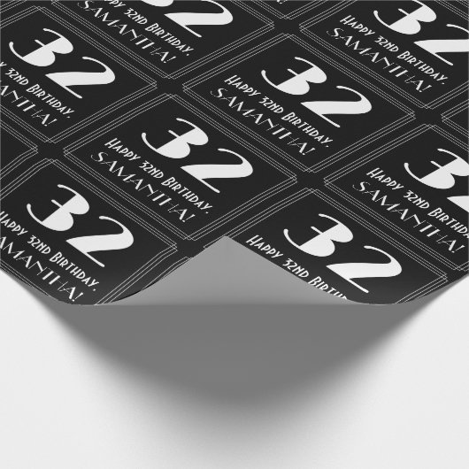 32e verjaardag - Art Deco geïnspireerde look "32", Cadeaupapier (Hoek)