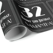 32e verjaardag - Art Deco geïnspireerde look "32", Cadeaupapier (Rol Hoek)