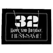 32e verjaardag ~ Art Deco geïnspireerde look "32"  Groot Cadeauzakje (Achterkant)