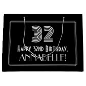 32e verjaardag — Art Deco Geïnspireerde look "32" Groot Cadeauzakje (Voorkant)