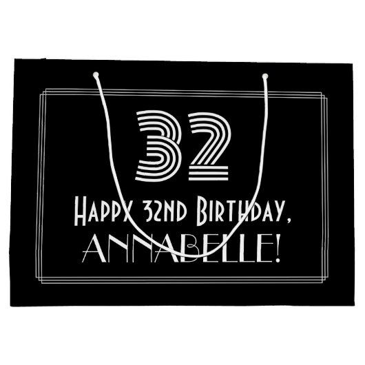 32e verjaardag — Art Deco Geïnspireerde look "32" Groot Cadeauzakje (Achterkant)