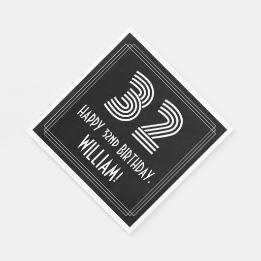 32e verjaardag: Art Deco Geïnspireerde look "32" + Servet (Hoek)