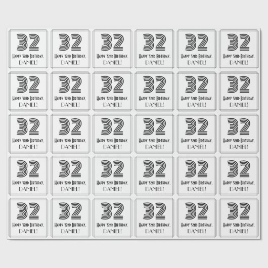 32e verjaardag: Art Deco Geïnspireerde stijl "32"  Cadeaupapier (Vlak)