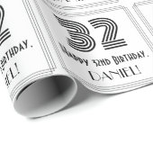 32e verjaardag: Art Deco Geïnspireerde stijl "32"  Cadeaupapier (Rol Hoek)