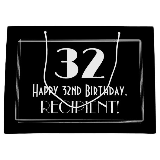 32e verjaardag: Art Deco geïnspireerde stijl "32", Groot Cadeauzakje (Voorkant)