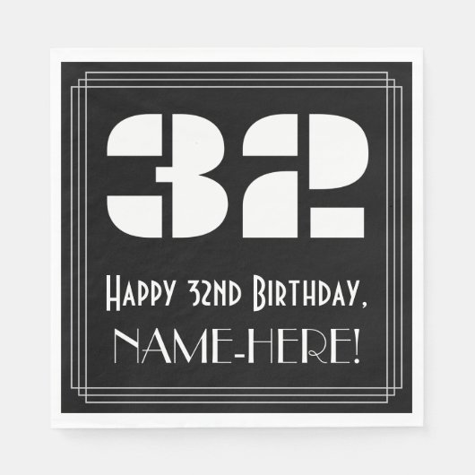 32e Verjaardag: Art Deco Geïnspireerde Uiterlijk " Servet (Voorkant)