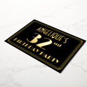 32e verjaardag: Art Deco Kijk "32", met naam Folie Uitnodiging (Gedraaid)