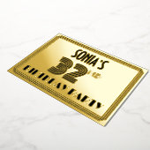 32e verjaardag — Art Deco Style "32" en naam Folie Uitnodiging (Gedraaid)