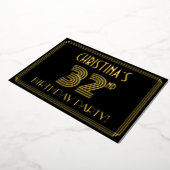 32e verjaardag — Art Deco Style "32" + Naam Folie Uitnodiging (Gedraaid)