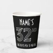 32e verjaardag: Art Deco Style + aangepaste naam Papieren Bekers (Achterkant)