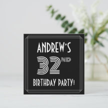 32e verjaardag: Art Deco Style met aangepaste naam