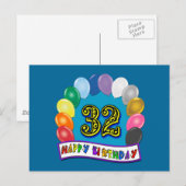 32e verjaardag ballonnen geschenken briefkaart (Voorkant / Achterkant)
