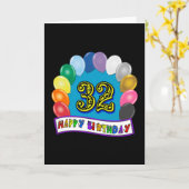 32e verjaardag ballonnen geschenken kaart (Gele Bloem)