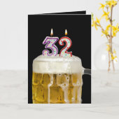 32e verjaardag Bier op zwart Kaart (Gele Bloem)