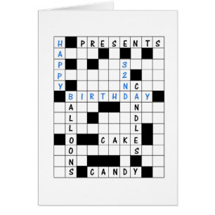 32e verjaardag, Crossword Puzzle Birthday Card