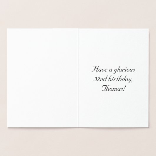 32e verjaardag: Elegant,  Manuscript; de Naam van  Folie Kaarten (Binnen)