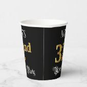 32e verjaardag — Fancy script, Faux Gold look Papieren Bekers (Rechts)