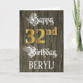 32e verjaardag: Faux Gold look + Faux-houten patro Kaart (Voorkant)