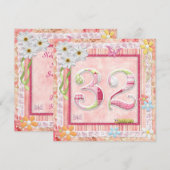 32e verjaardag feest scrapbooking stijl kaart (Voorkant / Achterkant)