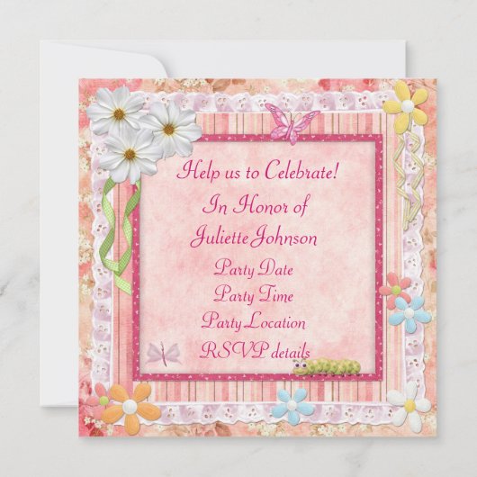 32e verjaardag feest scrapbooking stijl kaart (Achterkant)