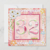 32e verjaardag feest scrapbooking stijl kaart (Voorkant)