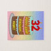 32e verjaardag: Fun Cake and Candles + Custom Name Legpuzzel (Horizontaal)