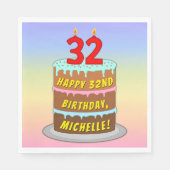 32e verjaardag: Fun Cake and Candles + Custom Name Servet (Voorkant)