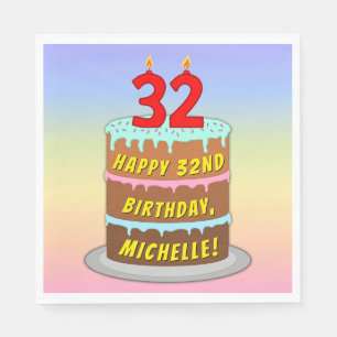 32e verjaardag: Fun Cake and Candles + Custom Name Servet