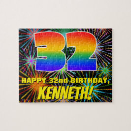 32e verjaardag: Fun, kleurrijk gevuurwerk Legpuzzel