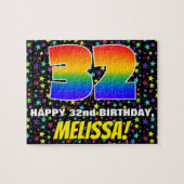 32e verjaardag — Fun, kleurrijk Star Field Pattern Legpuzzel (Horizontaal)