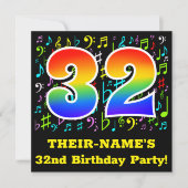 32e verjaardag: Fun Music Symbols, Rainbow 32 Kaart (Voorkant)