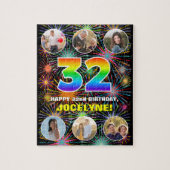 32e verjaardag: Fun Rainbow #, aangepaste naam + f Legpuzzel (Verticaal)