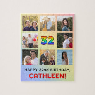 32e verjaardag: Fun Rainbow #, aangepaste naam & f Legpuzzel