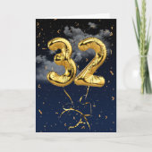 32e verjaardag Gold Mylar ballon en Confetti Card Kaart (Voorkant)
