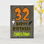 32e verjaardag: griezelig Halloween-thema, eigen n Kaart (Gele Bloem)