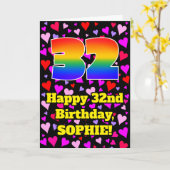 32e verjaardag: Heatpatroon liefhebbend, regenboog Kaart (Gele Bloem)