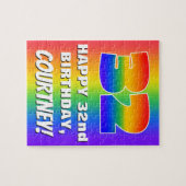 32e verjaardag: kleurrijk, vun regenboogpatroon #  legpuzzel (Horizontaal)