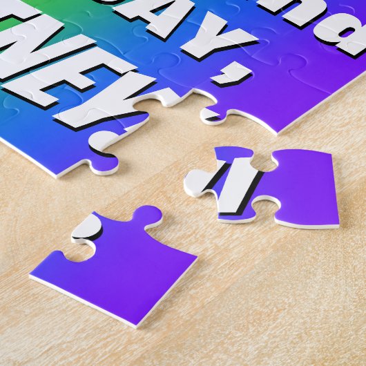 32e verjaardag: kleurrijk, vun regenboogpatroon #  legpuzzel (Zijkant)