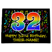 32e verjaardag - Kleurrijke muzieksymbolen, Rainbo Groot Cadeauzakje (Voorkant)