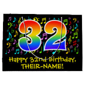 32e verjaardag - Kleurrijke muzieksymbolen, Rainbo Groot Cadeauzakje (Achterkant)