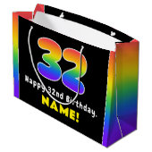 32e verjaardag: kleurrijke regenboog # 32, Naam va Groot Cadeauzakje (Achterkant Gekanteld)