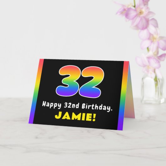 32e verjaardag: kleurrijke regenboog # 32, Naam va Kaart (Orchidee)