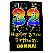 32e verjaardag: Kleurrijke Sterren Patroon & Regen Medium Cadeauzakje (Voorkant)