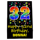 32e verjaardag: Kleurrijke Sterren Patroon & Regen Medium Cadeauzakje (Achterkant)