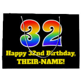 32e verjaardag ~ Leuk, Kleurrijk, Levendig, Regenb Groot Cadeauzakje (Achterkant)