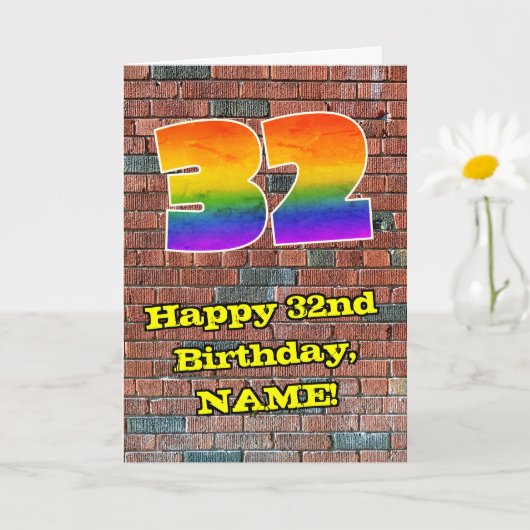 32e verjaardag: Leuke Graffiti-Geïnspireerde Regen Kaart (Kleine Plant)